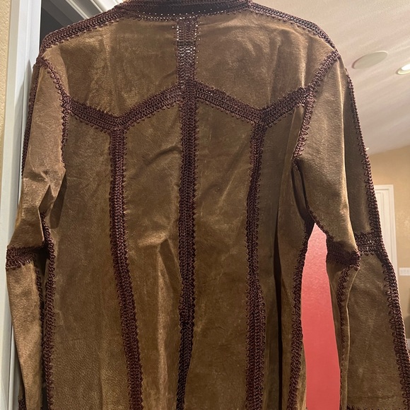 Vintage IDI by Matthew Suede Leather and Crochet brown jacket. Size medium. - Picture 5 of 7